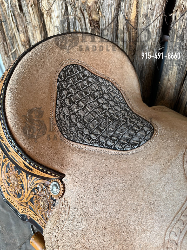 Sheridan Barrel Racing Saddle Sunflower Antique Silver Seat