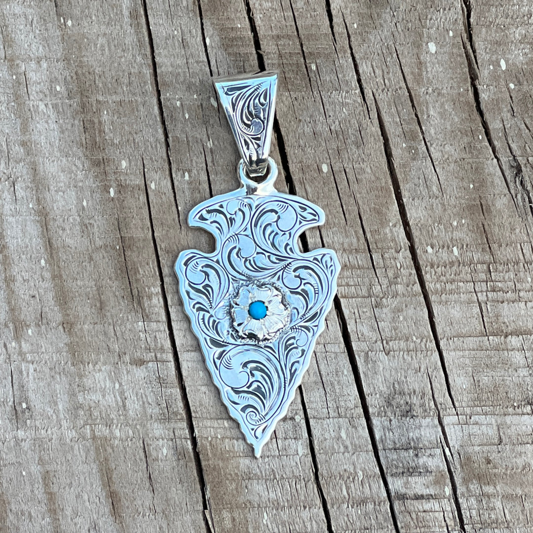 In-Stock Sterling Silver Arrowhead (Turquoise Stones)