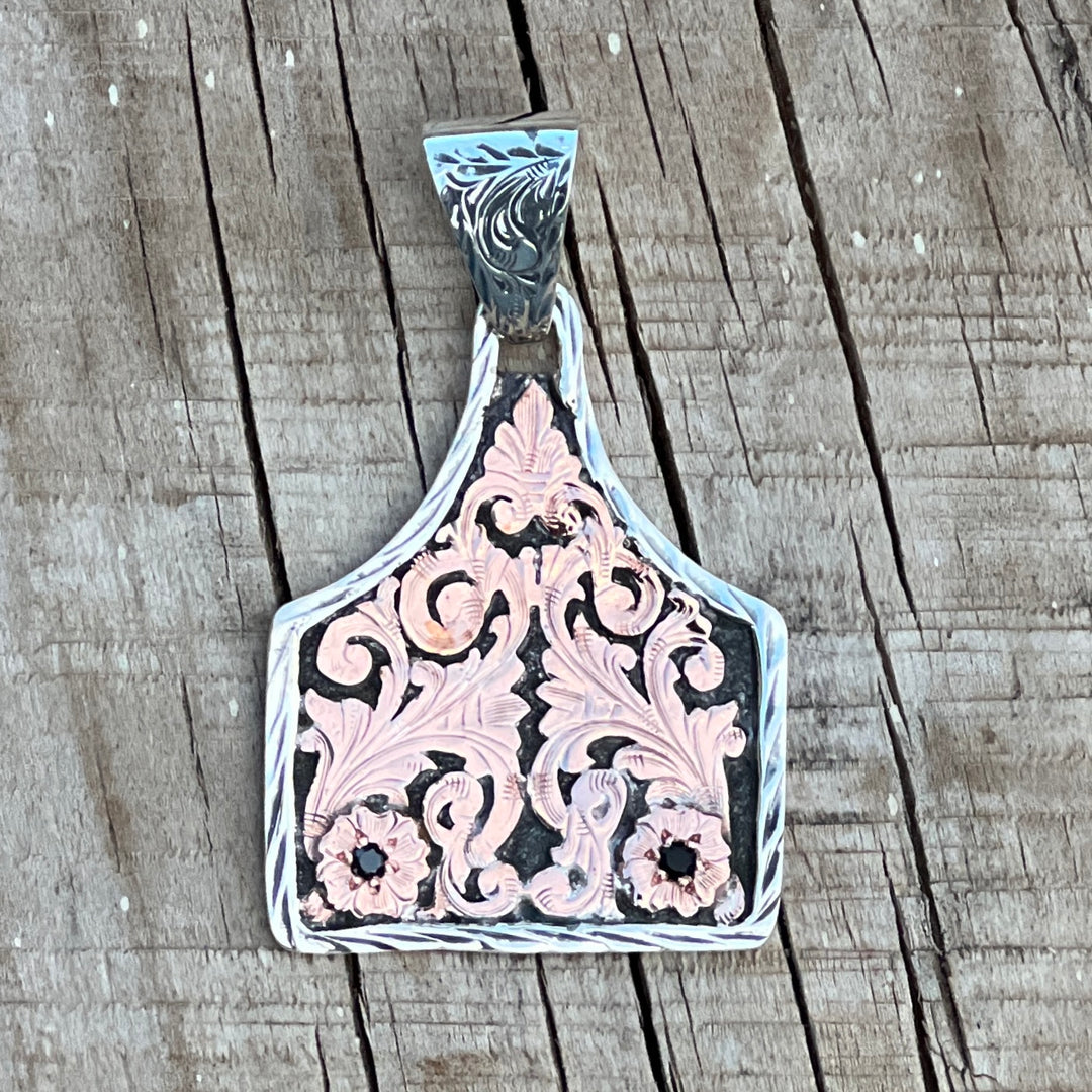 In-Stock Sterling Silver Cowtag (Black Stones)