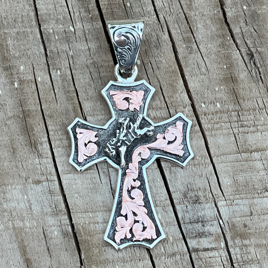 In-Stock Sterling Silver Cross (Bronc Rider)