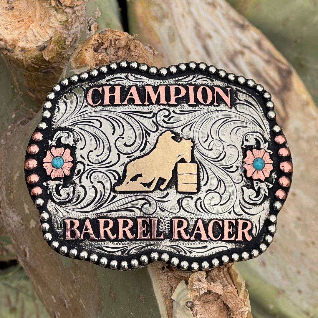In-Stock Champion Barrel Racer Buckle (3.5"x4.5")