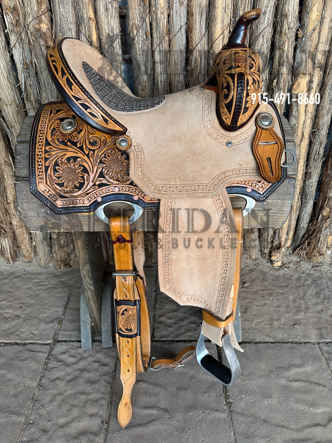 Sheridan Barrel Racing Saddle Sunflower Antique Silver Seat
