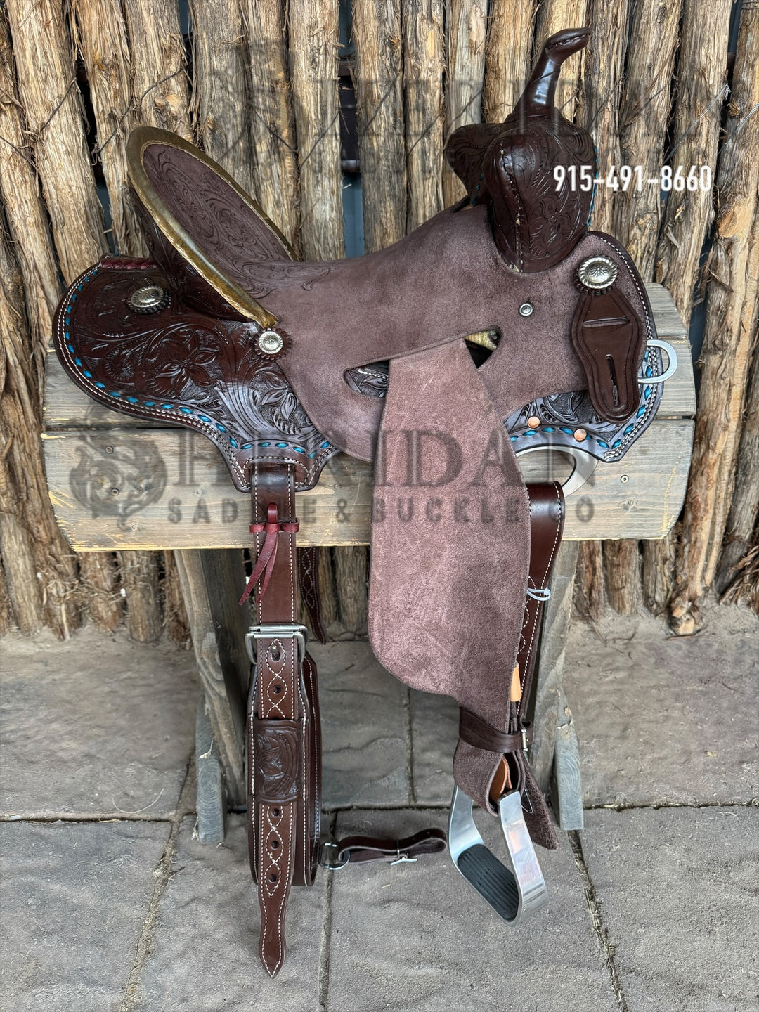 Sheridan Beartrap Barrel Racing Saddle In Seat Rig Turquoise Buckstitch
