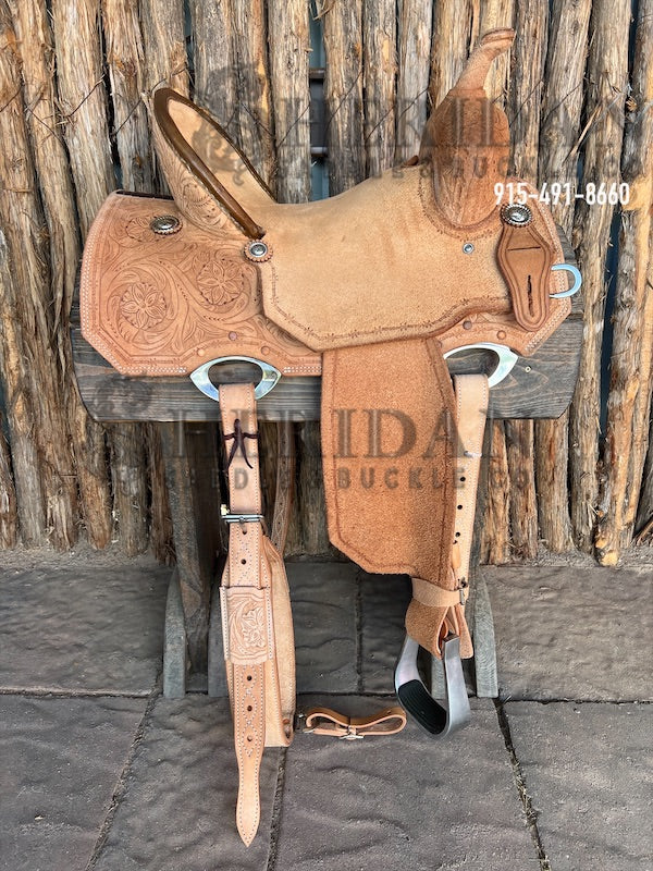 Sheridan Barrel Racing Saddle Double Flower Tooling
