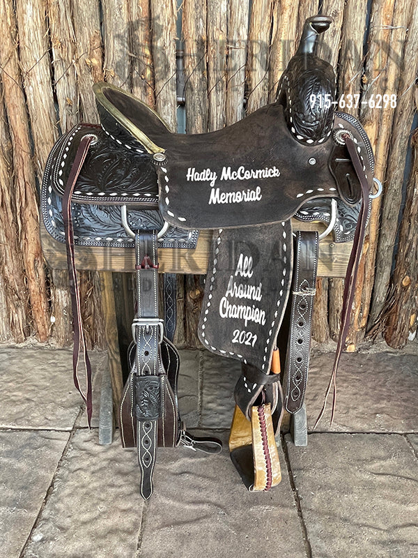 Sheridan Ranch Cutter Saddle Chocolate Acorn White Buckstitch