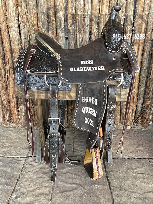 Sheridan Ranch Cutter Saddle Chocolate Acorn White Buckstitch