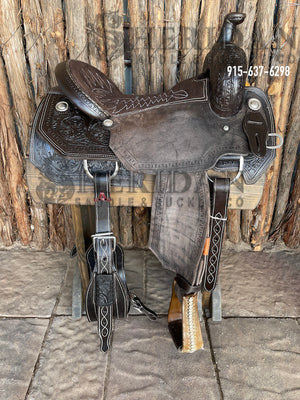 Sheridan Ranch Cutter Saddle Chocolate Double Flower/45