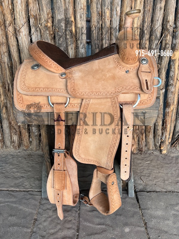 Sheridan Team Roping Saddle Full Roughout Brown Imitation Elephant