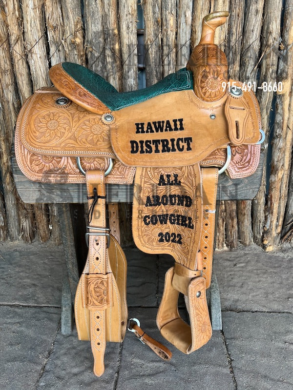 Sheridan Team Roping Saddle 3/4 Sunflower Turquoise Imitation Elephant