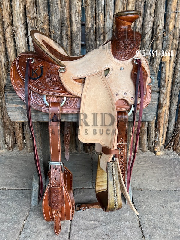 Sheridan Wade A-Fork Saddle In Seat Rig/Sunflower Tooling