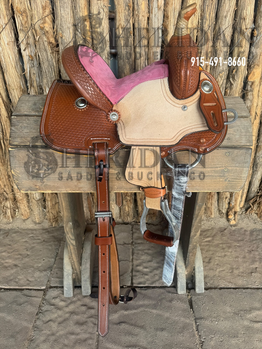 10" Sheridan Youth Barrel Racing Saddle Basket/Pink Seat