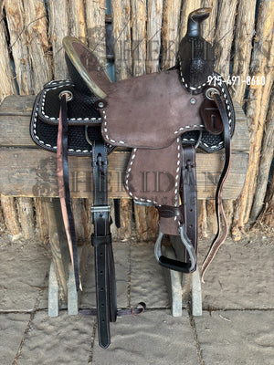 12" Sheridan Youth Ranch Saddle Chocolate/White Buckstitch