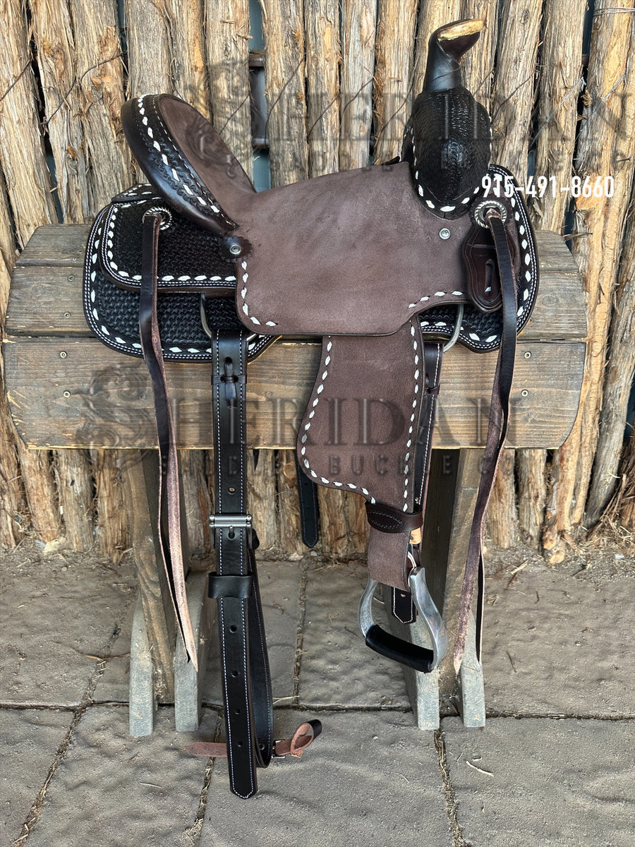 12" Sheridan Youth Ranch Saddle Chocolate/White Buckstitch