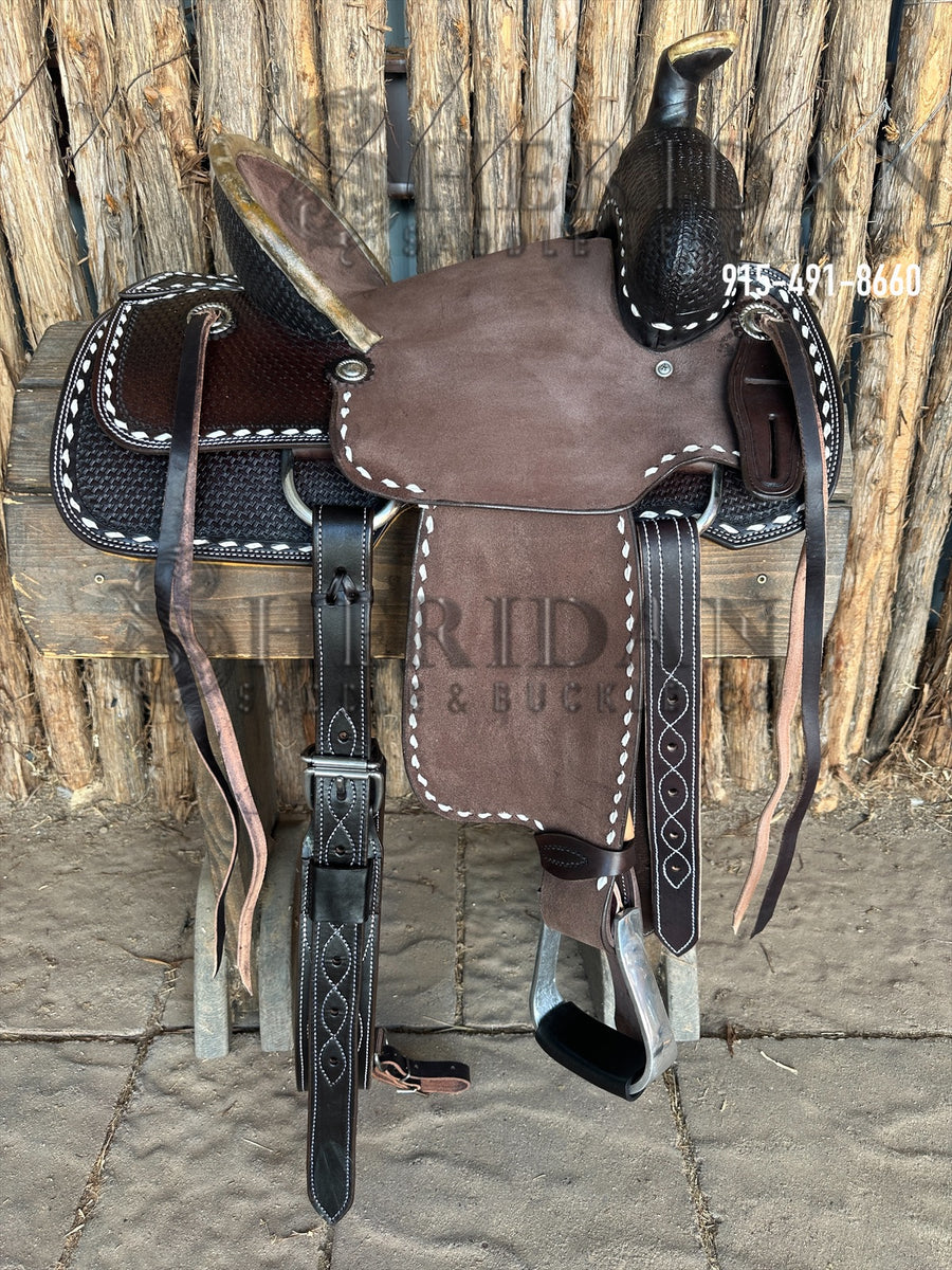 13" Sheridan Youth Ranch Saddle Chocolate/White Buckstitch