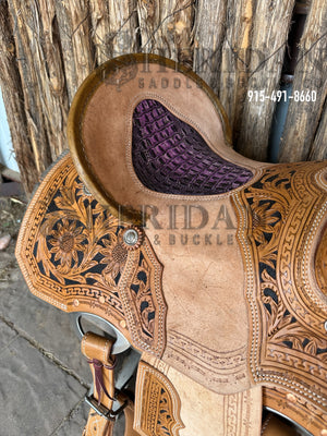 Sheridan Barrel Racing Saddle Sunflower Purple Seat