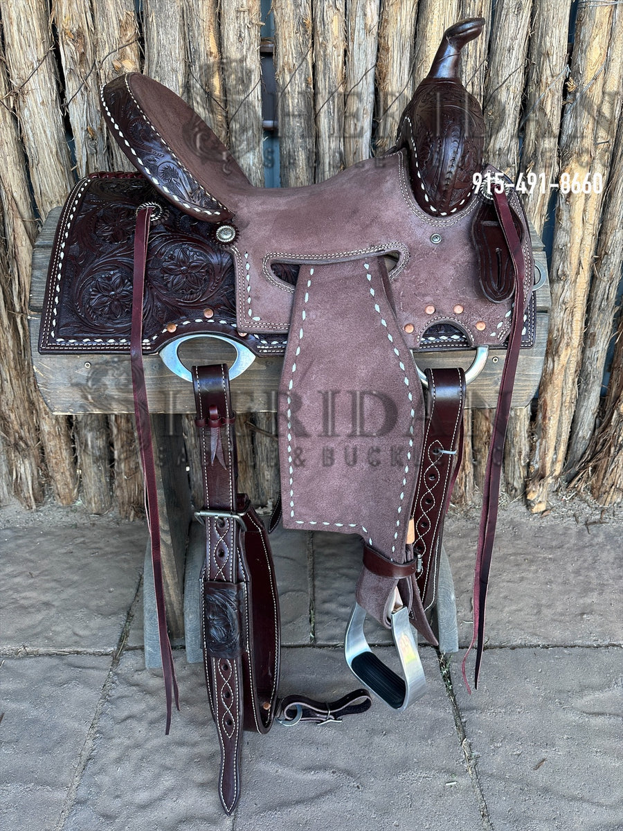 Sheridan Barrel Racing Saddle Chocolate White Buckstitch