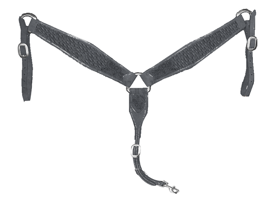 3-Piece Heavy Duty - Black Roughout Breast Collar