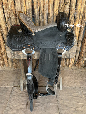 Sheridan Barrel Racing Saddle Black Leather Silver Seat