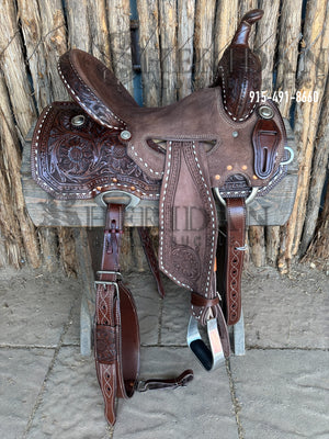 Sheridan Barrel Racing Saddle Chocolate White Buckstitch