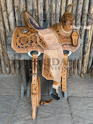 Sheridan Barrel Racing Saddle Sunflower Purple Seat