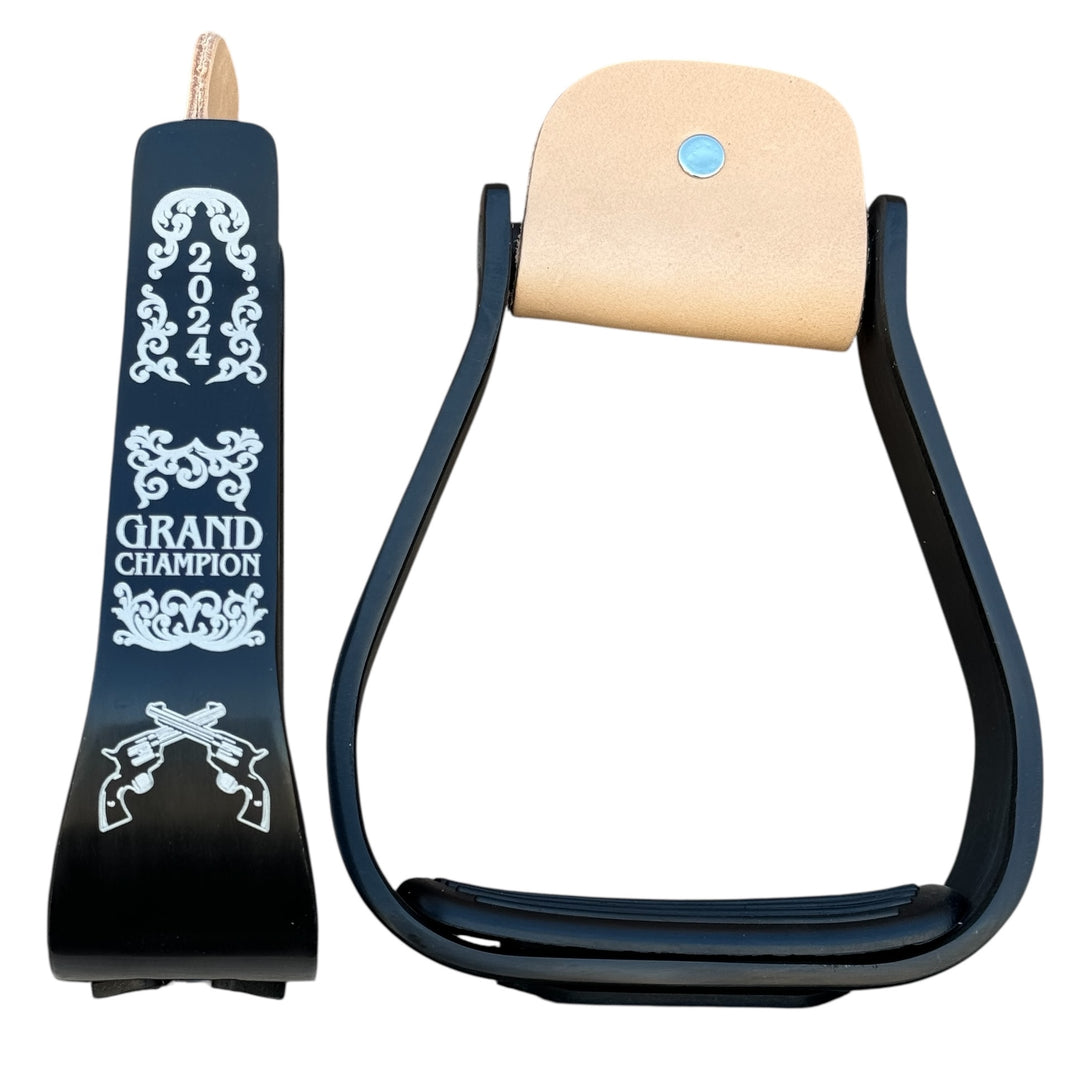 Trophy Black Barrel Racing Stirrups