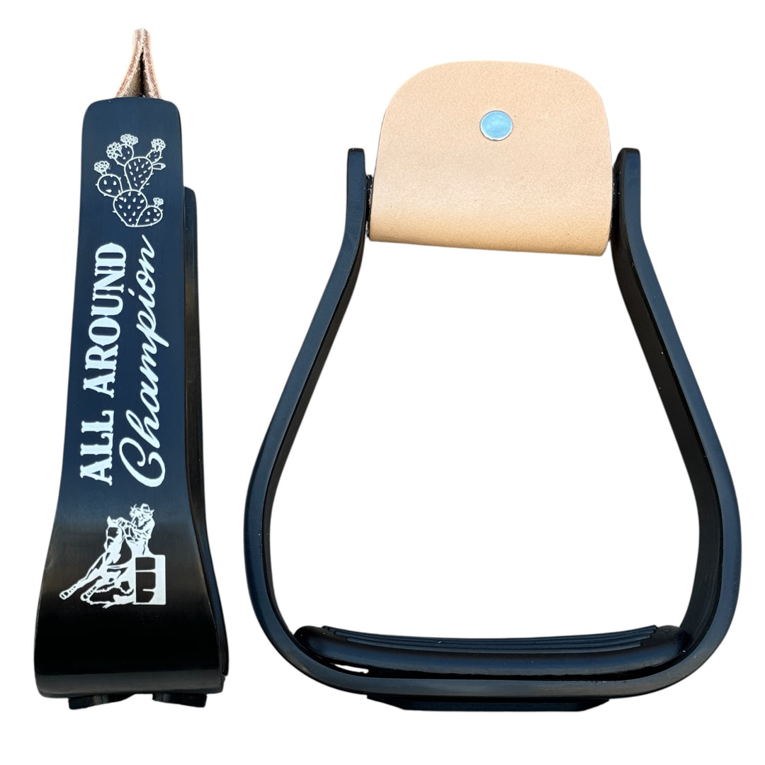 Trophy Black Barrel Racing Stirrups