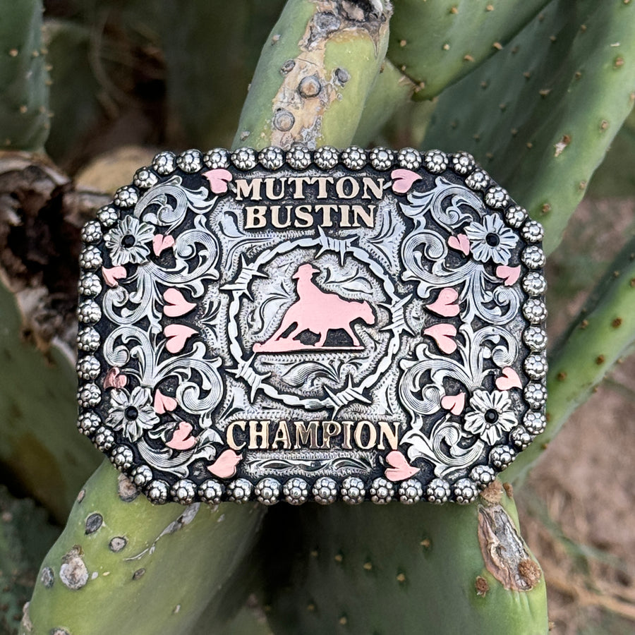In-Stock Buckle Champion Mutton Buster Black Stones (3"x4.")