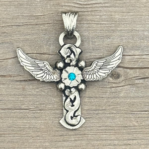 In-Stock Cross (Turquoise Crystal Stones)