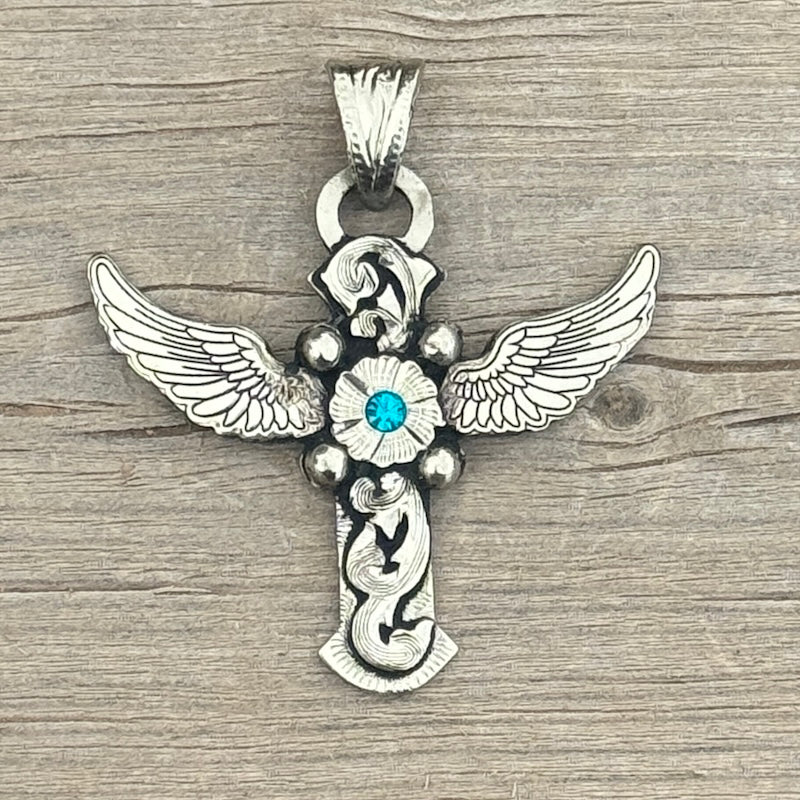 In-Stock Cross (Turquoise Crystal Stones)