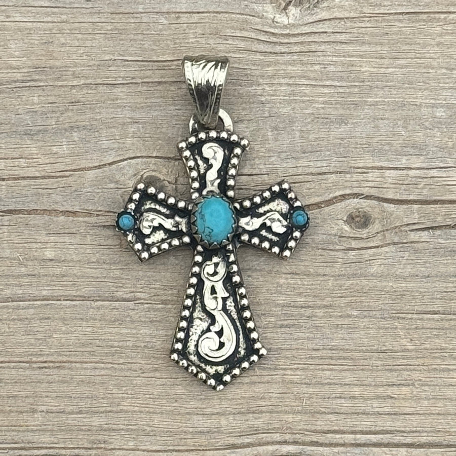 In-Stock Cross (Turquoise Stones)