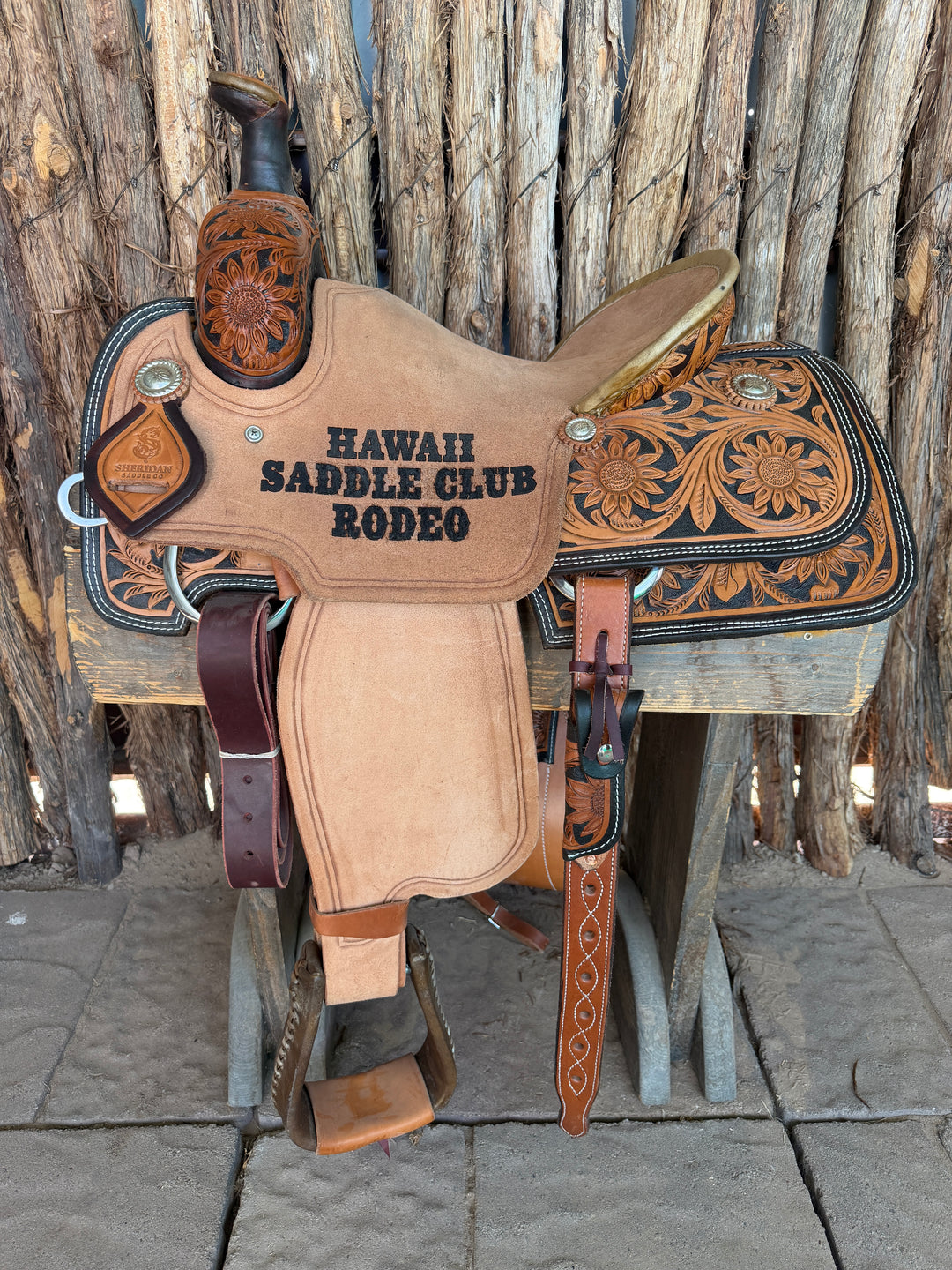 $625 - 14" Sheridan Team Roper Saddle Messed Up Lettering