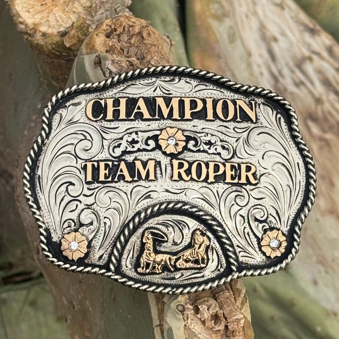 In-Stock Champion Team Roper Buckle (3.5"x4.5")