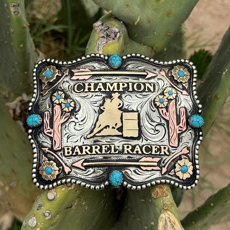 In-Stock Champion Buckle Barrel Racer (3.5"x4.5")