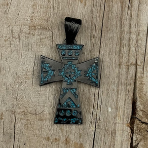 In-Stock Cross Necklace (Turquoise/Black Silver)