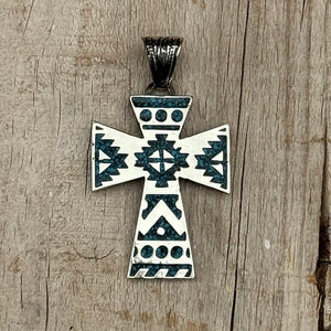 In-Stock Cross Necklace (Turquoise/Silver)