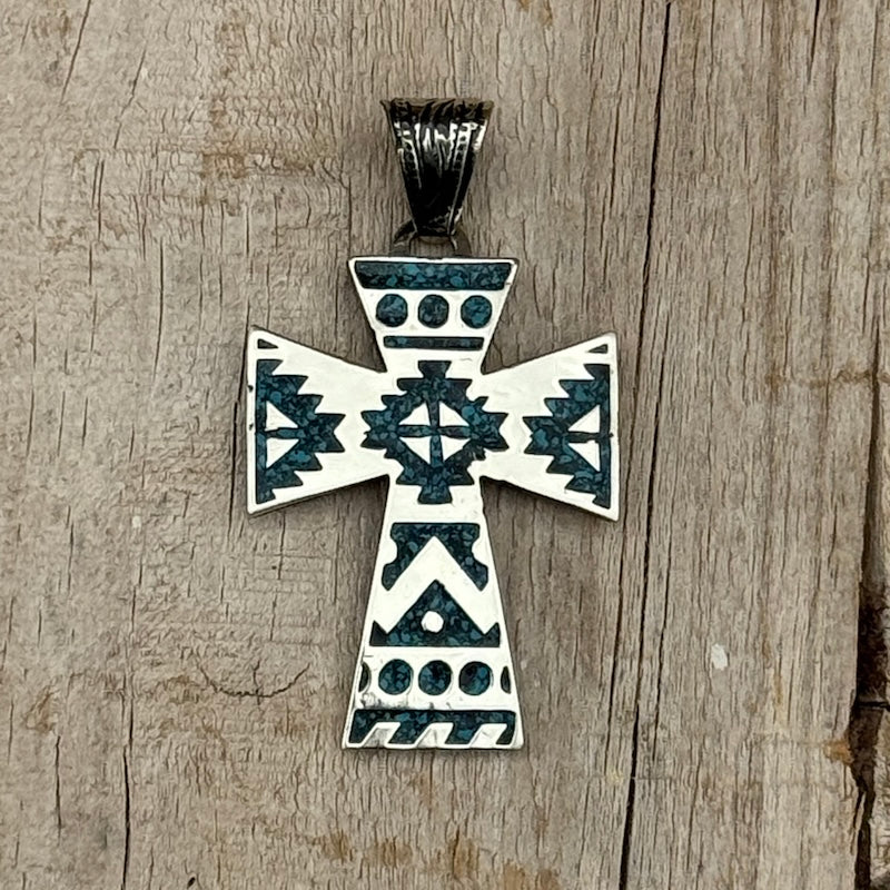 In-Stock Cross Necklace (Turquoise/Silver)