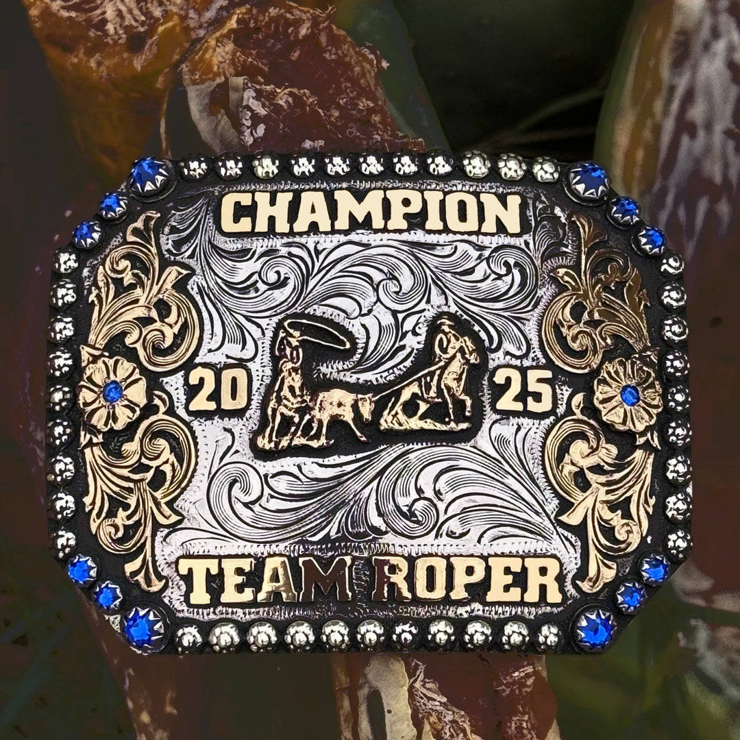 In-Stock Champion Team Roper Buckle (3.5"x4.5")