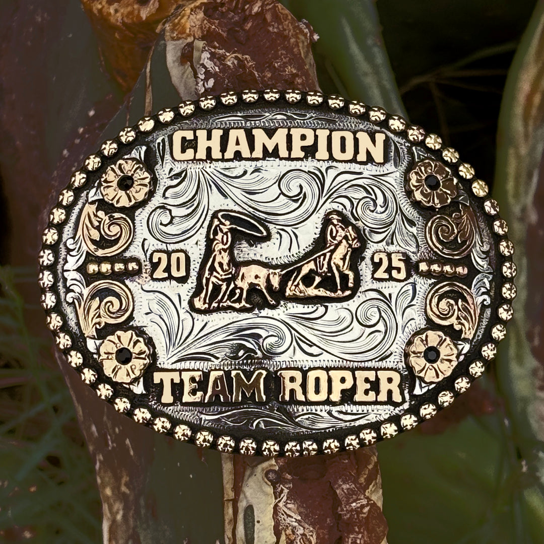 In-Stock Champion Team Roper Buckle (3.5"x4.5")