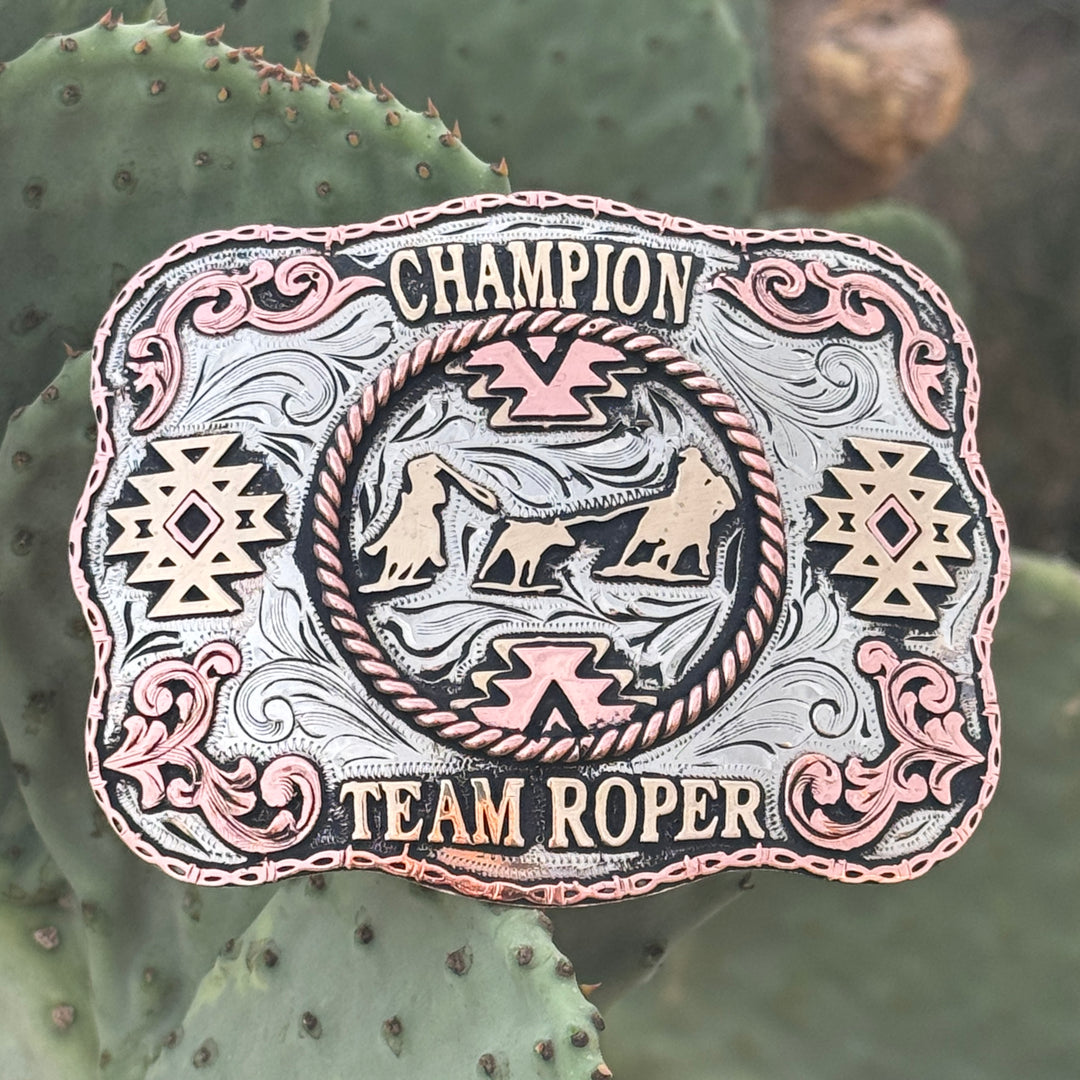 In-Stock Champion Team Roper Buckle (3.5"x4.5")