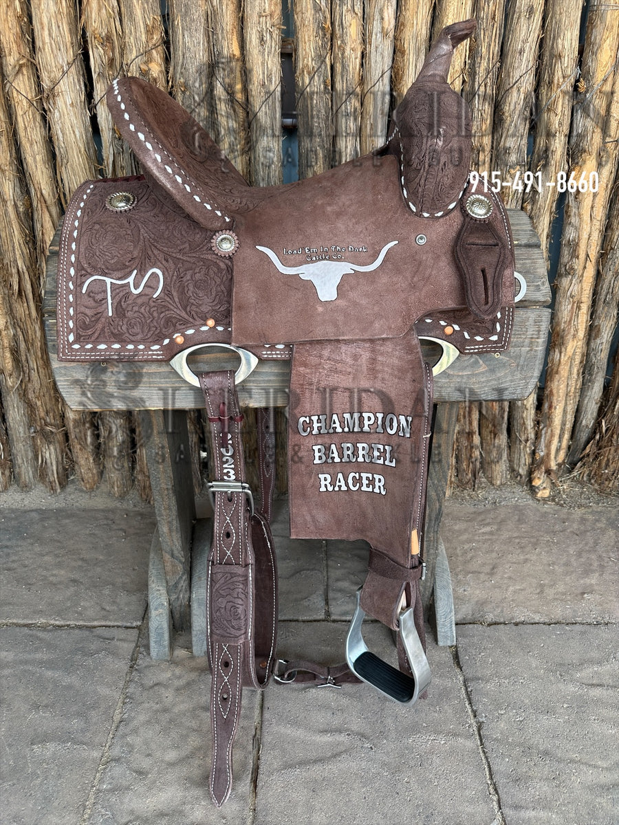 Sheridan Barrel Racing Saddle Chocolate Tooled Roughout