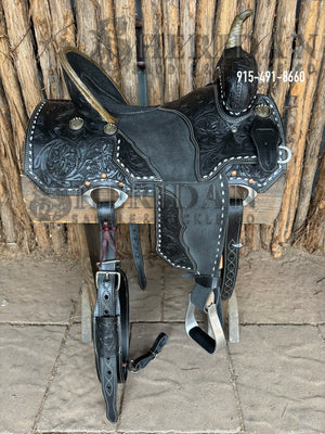 Sheridan Barrel Racing Saddle Sewn on Tooling Black