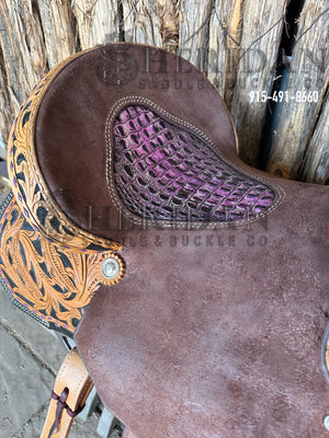 Sheridan Barrel Racing Saddle Feather Purple Seat