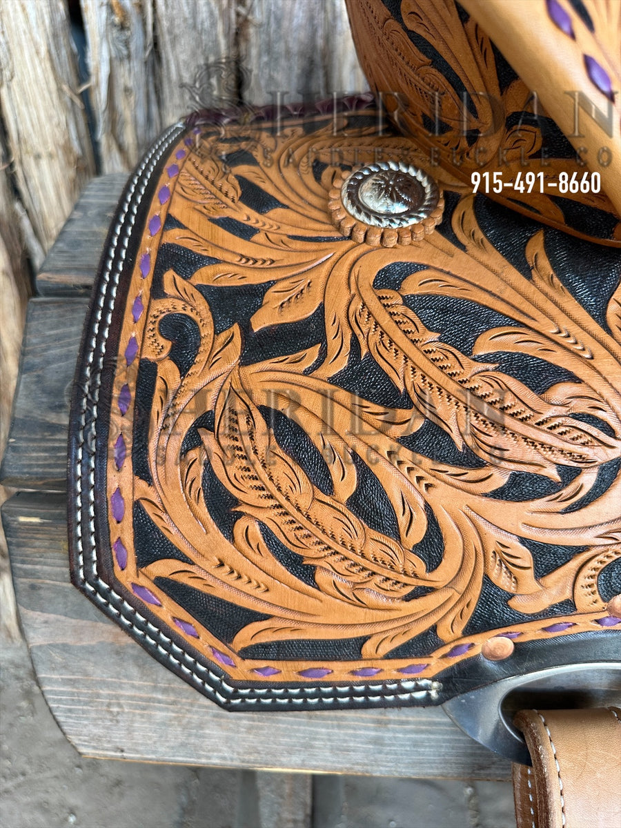 Sheridan Barrel Racing Saddle Feather Purple Seat