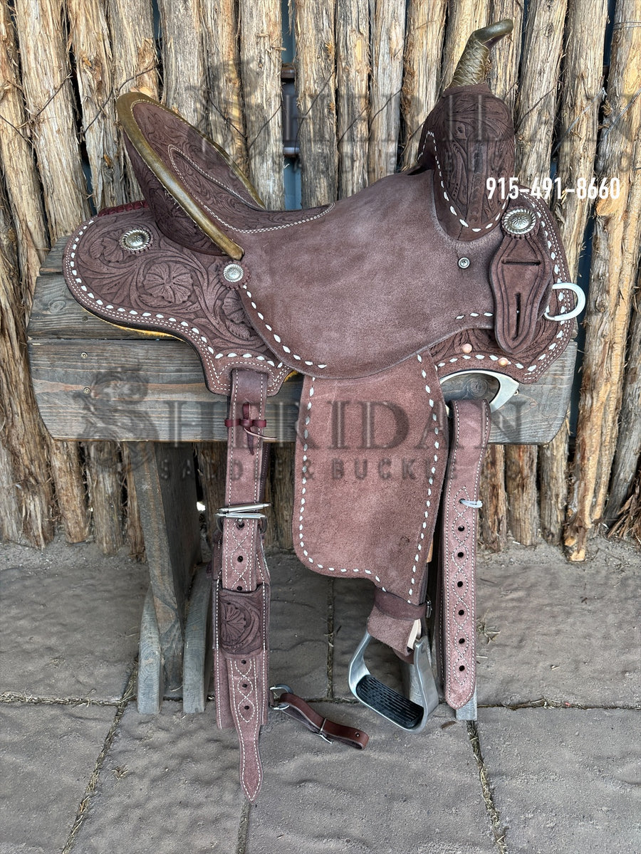 Sheridan Barrel Racing Saddle Chocolate Tooled Roughout