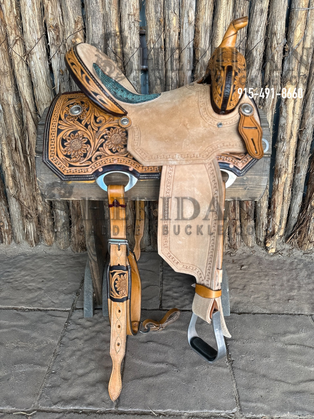 Sheridan Barrel Racing Saddle Sunflower Turquoise Seat
