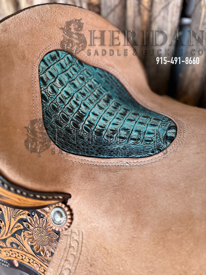 Sheridan Barrel Racing Saddle Sunflower Turquoise Seat
