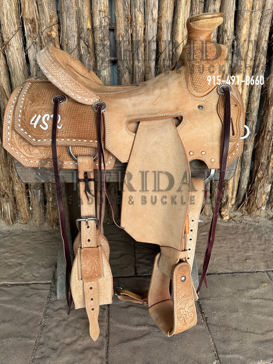 Sheridan Wade A-Fork Saddle In Seat Rig Tooled Roughout