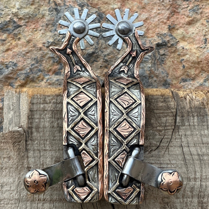 Western-Spurs-With Tribal-Aztec Design 