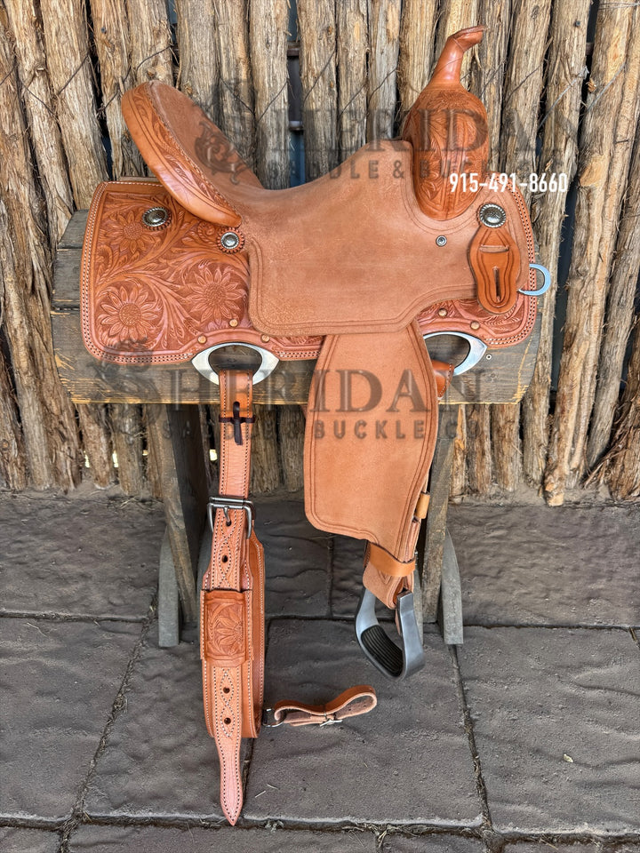 $1,200 - 14.5" Sheridan GOLD Barrel Racing Saddle Upgraded Leather Spinal Relief