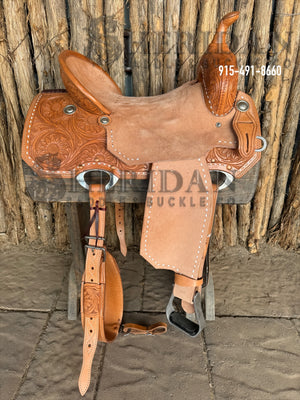 16" Sheridan GOLD Barrel Racing Saddle Real Wool Upgraded Leather